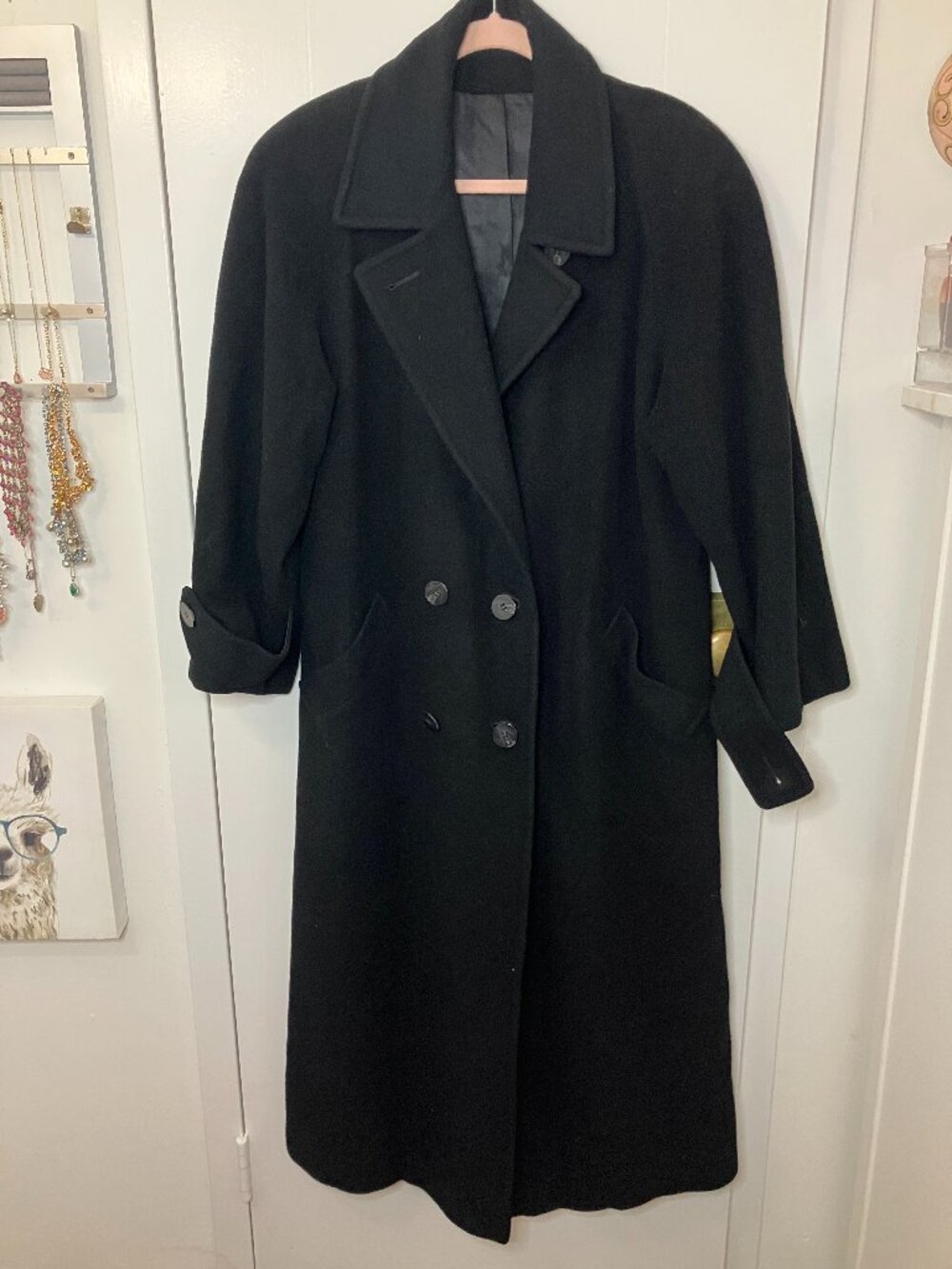 100% Cashmere Black Coat XL Unisex Luxury Old Money Vintage Winter Chic Formal